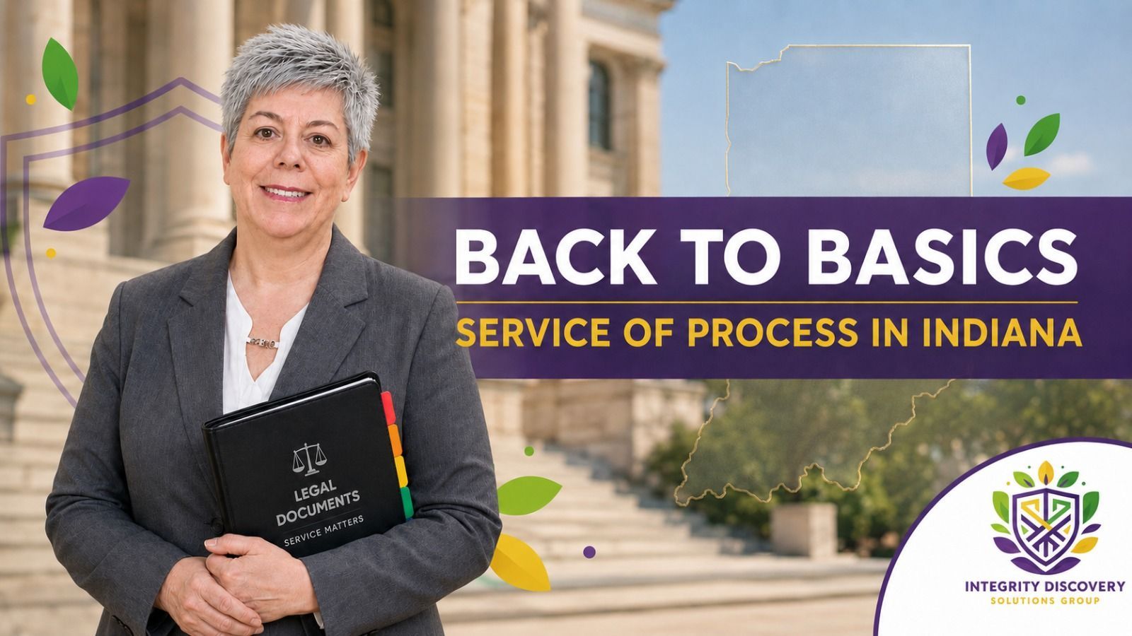 Back to Basics: Service of Process in Indiana — legal professional with courthouse backdrop